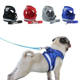 Summer Strap-style Dog Leash Adjustable Reflective Vest Walking Lead for Puppy Polyester Mesh Harness Small Dog Collars (Color: GRAY, size: XS)