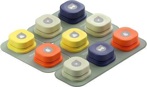 MEWOOFUN Dog Button Record Talking Pet Communication Vocal Training Interactive Toy Bell Ringer With Pad and Sticker Easy To Use (Color: 9 packs)
